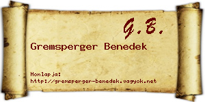 Gremsperger Benedek névjegykártya